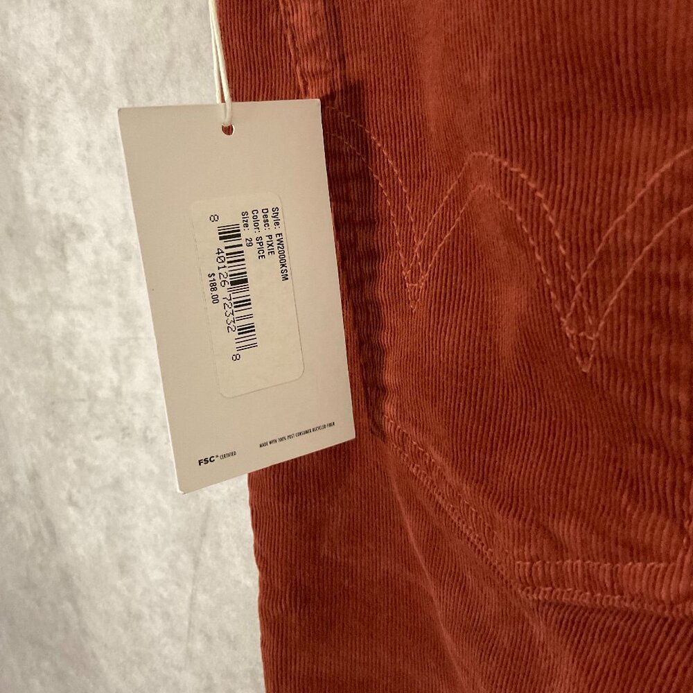 Edwin Jeans Pixie Corduroy Spice Size 29 NWT